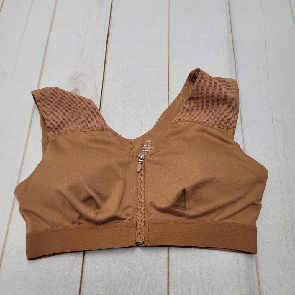 Tommie Copper shoulder support zip front bra mesh XL copper energy